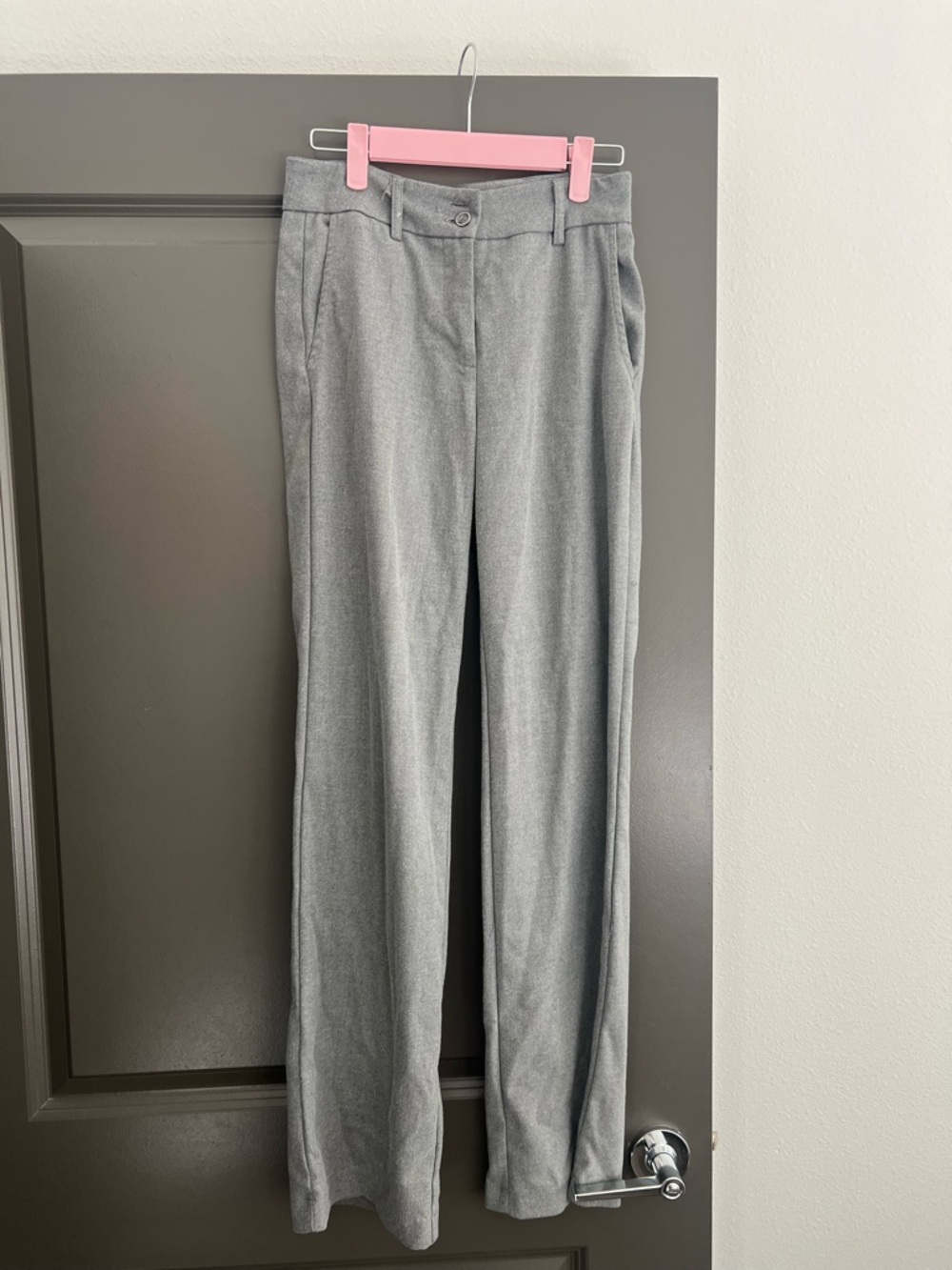 Brandy Melville Gray High-Waist Straight Trousers